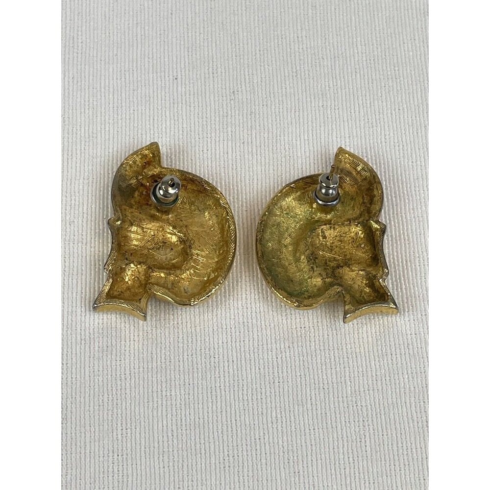 Vintage Gold Tone Twisted Knot Swirl Chunky Pierced Post Earrings 80s 90s - Picture 5 of 6